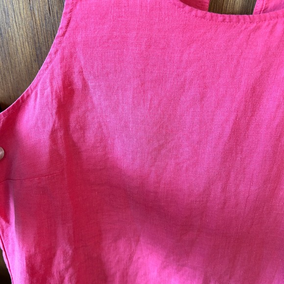 Tommy Bahama Pink Linen Sleeveless Shift Dress Raw Hem Keyhole Back Small - Picture 6 of 8